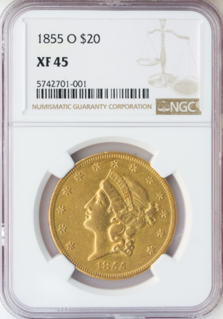 1855-O $20 Liberty NGC XF45