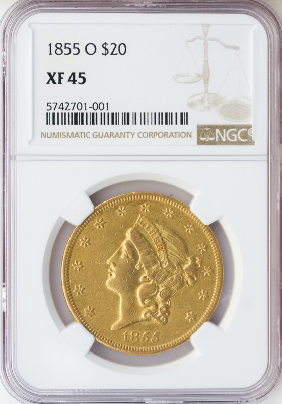 1855-O $20 Liberty NGC XF45