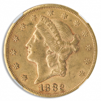 1882-CC $20 Liberty Gold Coin NGC AU55 CAC