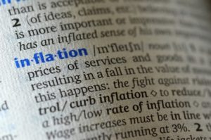 Close up of dictionary definition of inflation