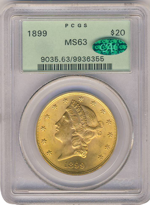 1899 $20 Liberty PCGS MS63 CAC