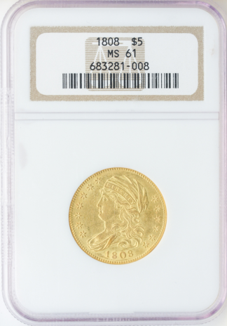 1808 $5 Capped Bust Left NGC MS61