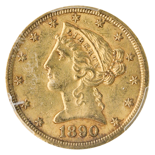 1890-CC $5 Liberty PCGS AU58 CAC