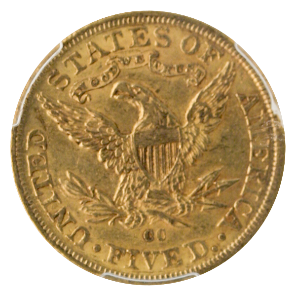 1890-CC $5 Liberty PCGS AU58 CAC