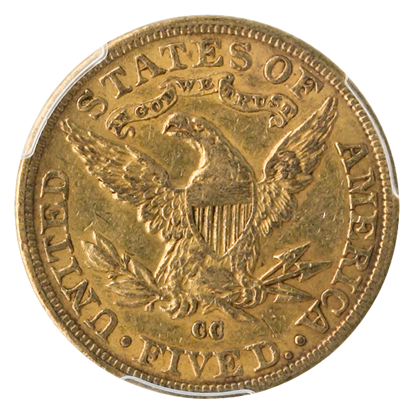 1890-CC $5 Liberty PCGS AU55 CAC