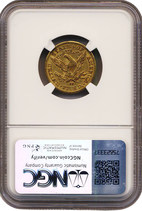 1890-CC $5 Liberty NGC AU55 CAC