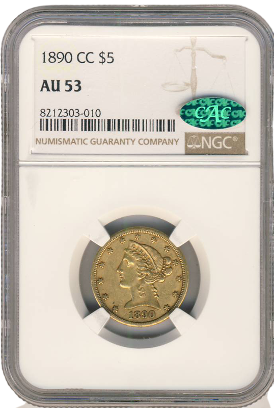 1890-CC $5 Liberty NGC AU53 CAC