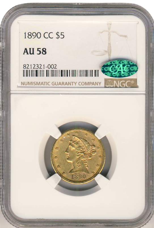 1890-CC $5 Liberty NGC AU58 CAC