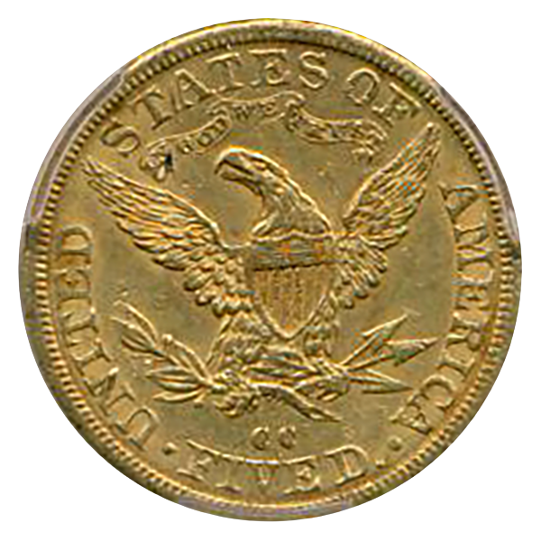 1892-CC $5 Liberty PCGS AU58 CAC