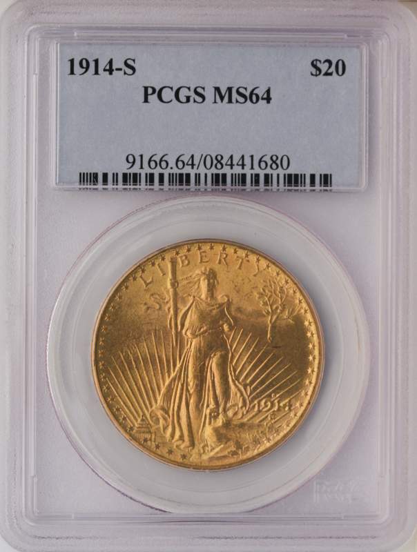 1914-S $20 Saint Gaudens PCGS MS64