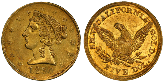 The 1850 $5 Baldwin & Co. Gold Coin is a Throwback to the Era of ...