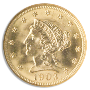 $2 1/2 Liberty Certified MS63 (Dates/Types Vary)