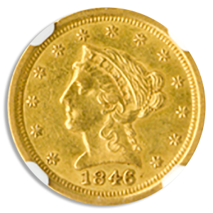 1846-O $2.50 Liberty NGC AU58 CAC