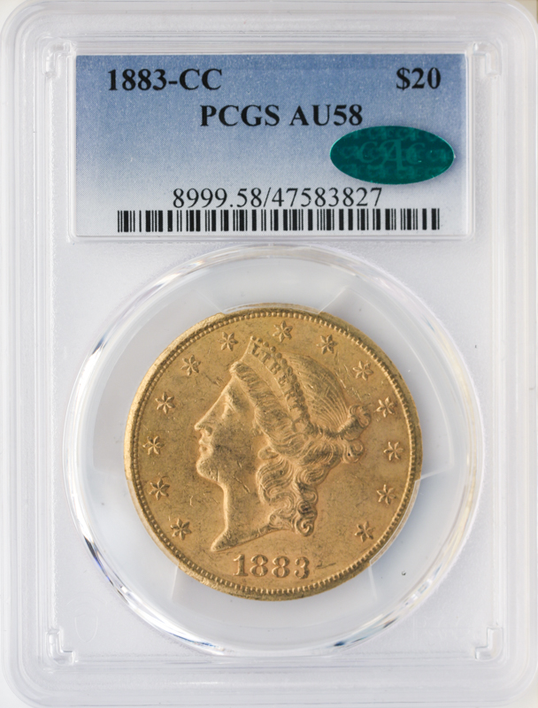 1883-CC $20 Liberty PCGS AU58 CAC