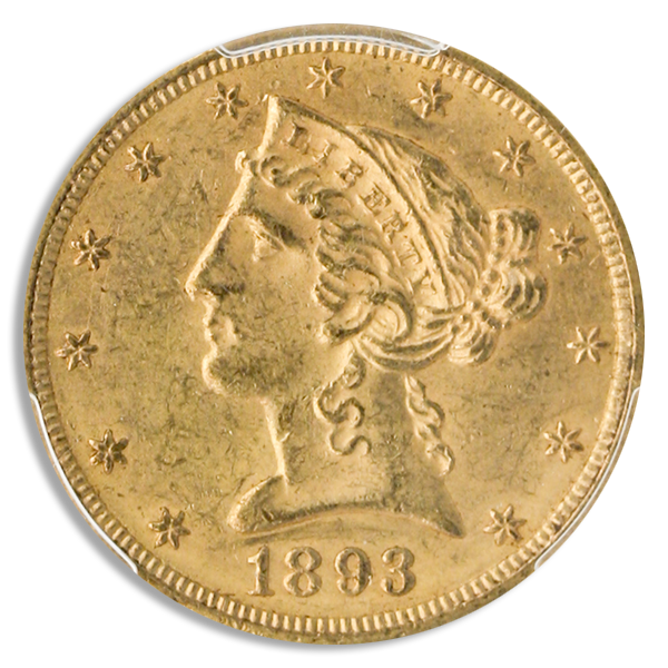 1893-CC $5 Liberty PCGS MS62 CAC