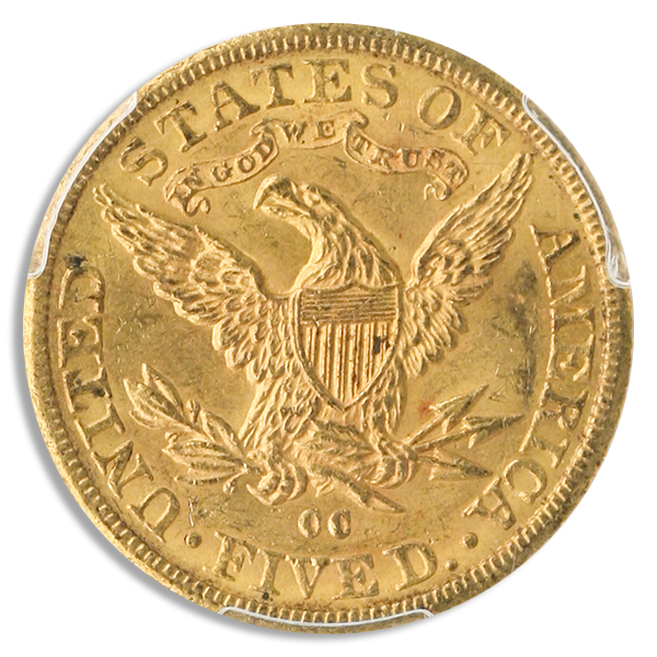 1891-CC $5 Liberty PCGS MS61 CAC