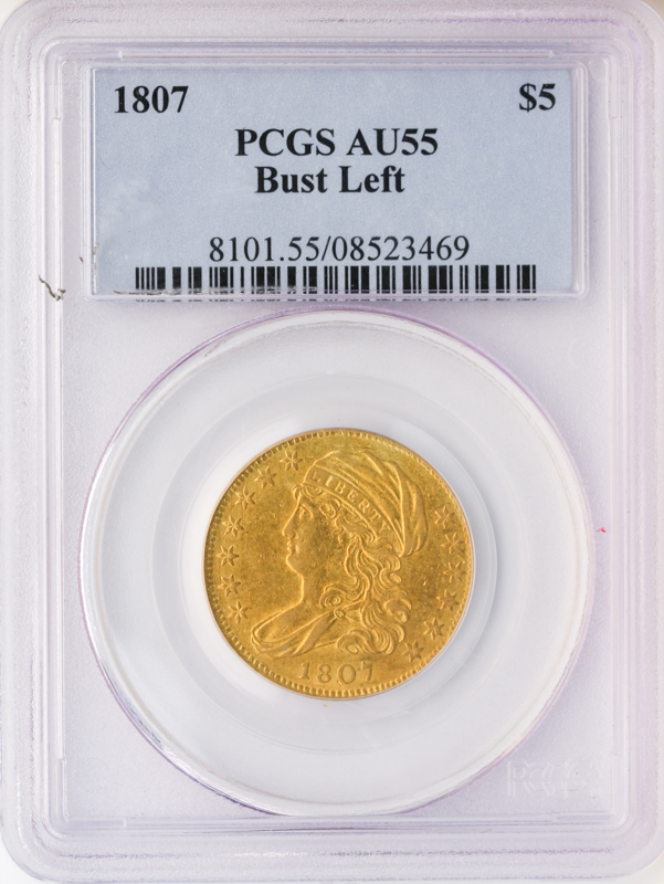 1807 $5 Capped Bust Left PCGS AU55