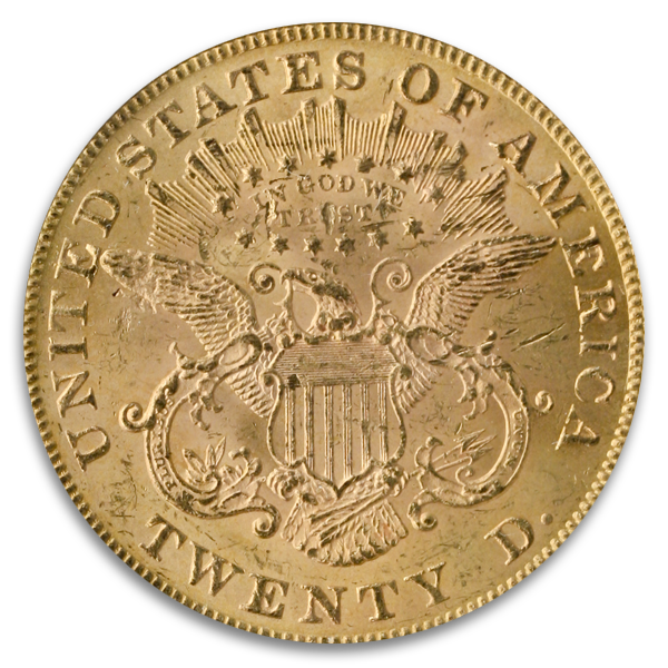 1873 $20 Liberty Open 3 NGC MS63 CAC