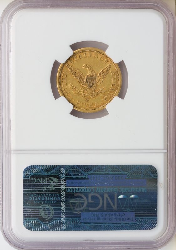 1844-O $5 LIberty NGC AU55 CAC