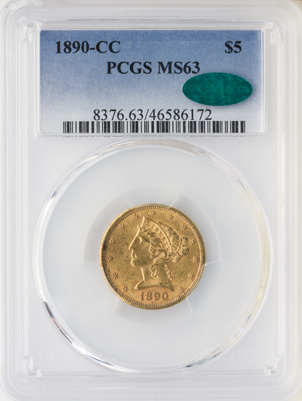 1890-CC $5 Liberty PCGS MS63 CAC