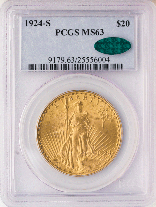 1924-S $20 Saint Gaudens PCGS MS63 CAC