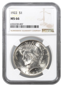 1922 Peace $1 NGC MS66