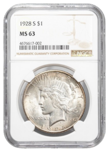 1928-S Peace $1 NGC MS63