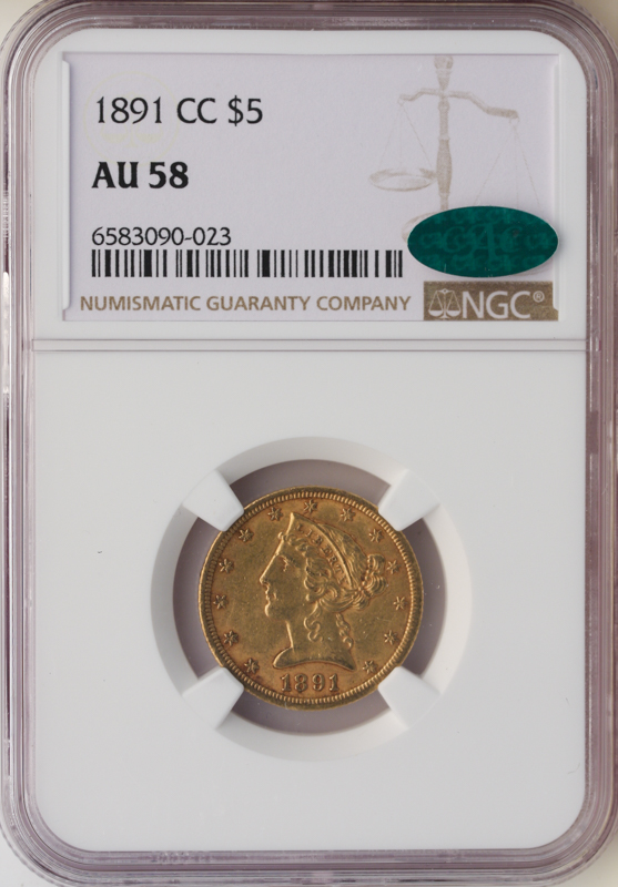 1891-CC $5 Liberty NGC AU58 CAC