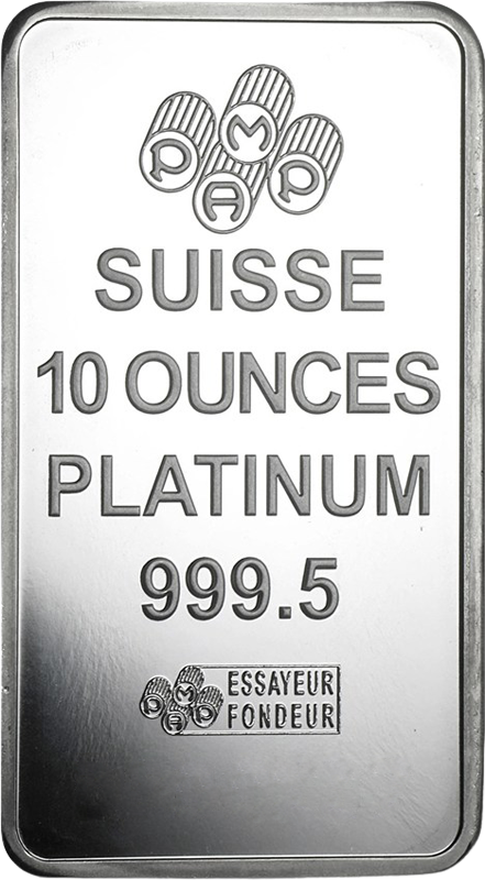 10 oz Credit Swiss Platinum Bar (New w/Assay, Types Vary)