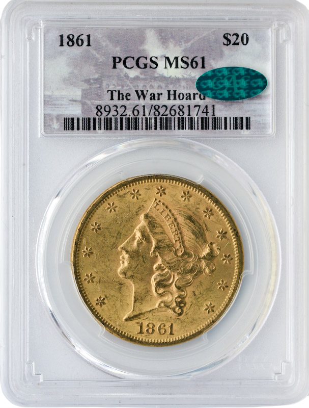 1861 $20 Liberty PCGS MS61 CAC