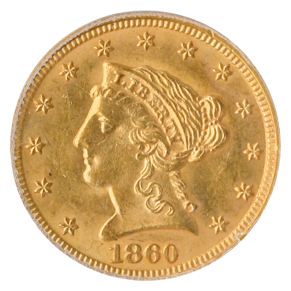 1860-S $2.50 Liberty PCGS MS63 CAC