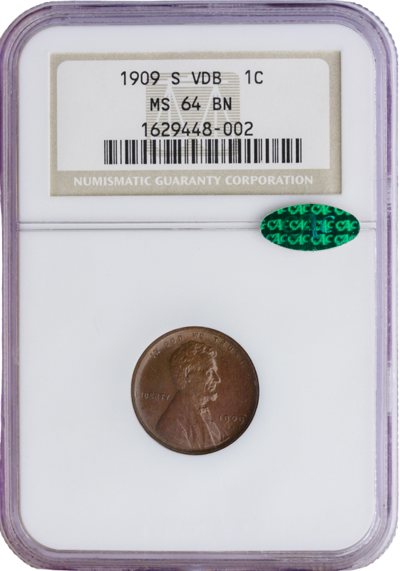 1909-S VDB  Lincoln Cent NGC MS64 BN CAC