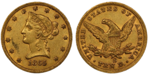 1865-S Eagle with Inverted Date 