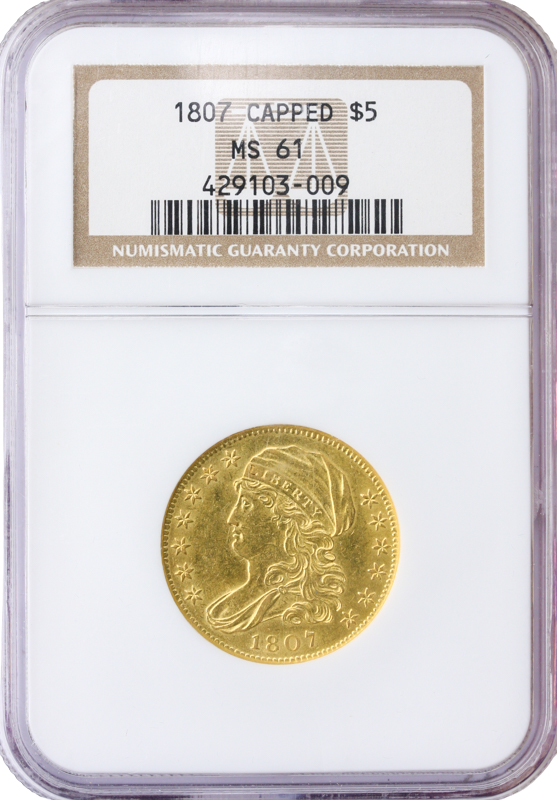 1807 $5 Capped Bust NGC MS61