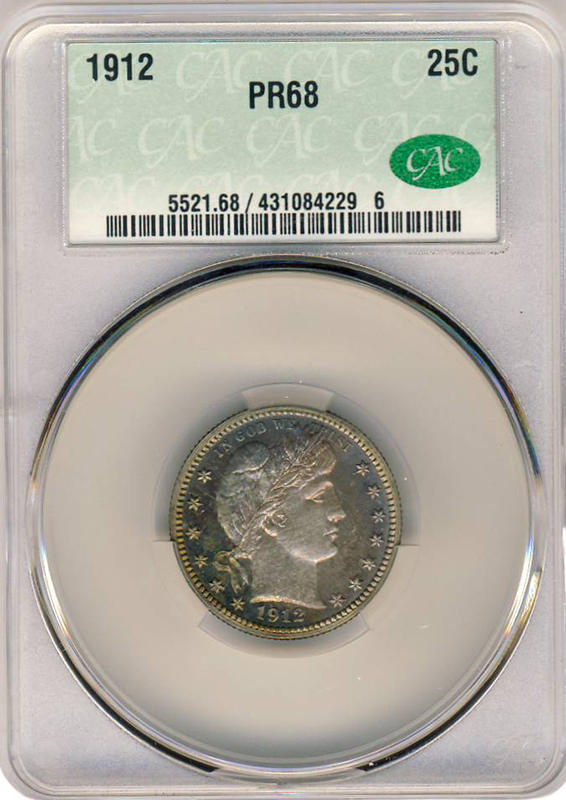 1912 Barber Quarter CACG PR68