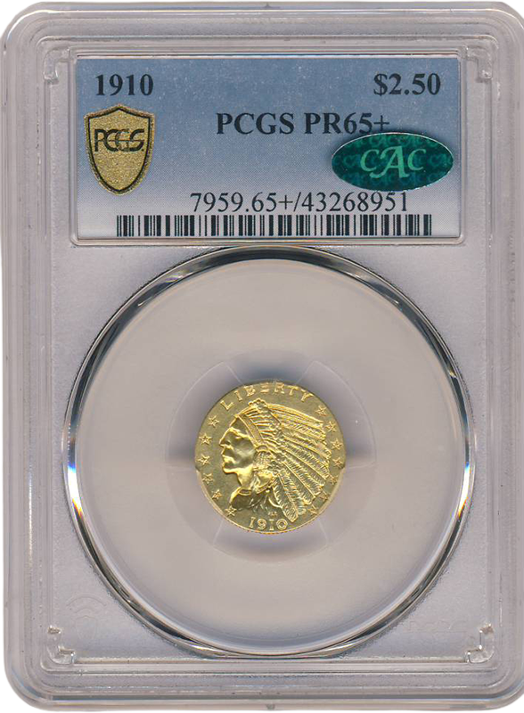 1910 $2.50 Indian PCGS PR65 CAC +