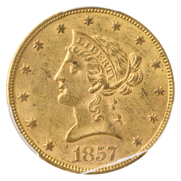 1857 $10 Liberty PCGS MS60 CAC
