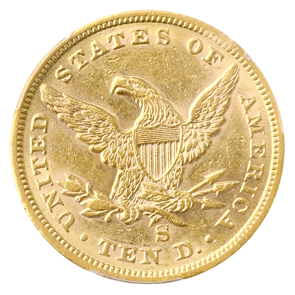 1861-S $10 Liberty PCGS AU55 CAC