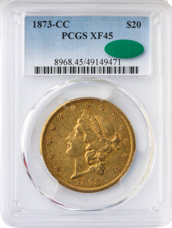 1873-CC $20 Liberty PCGS XF CAC