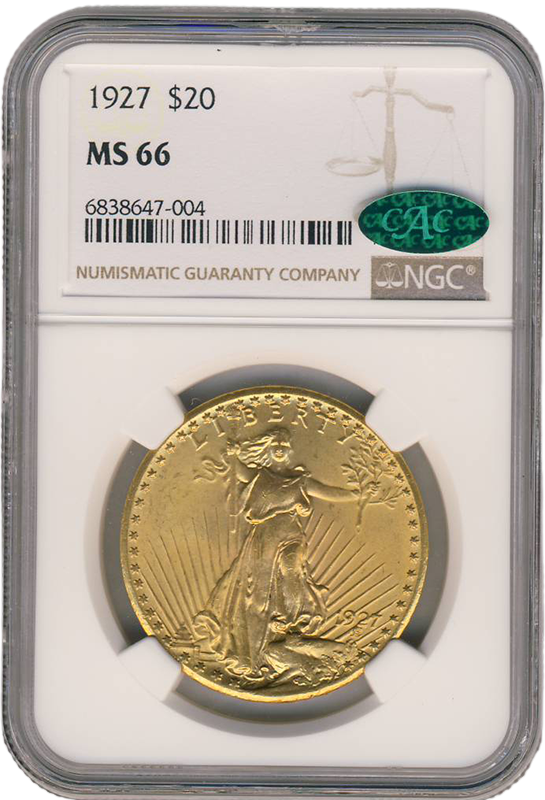 1927 $20 Saint Gaudens PCGS MS66 CAC