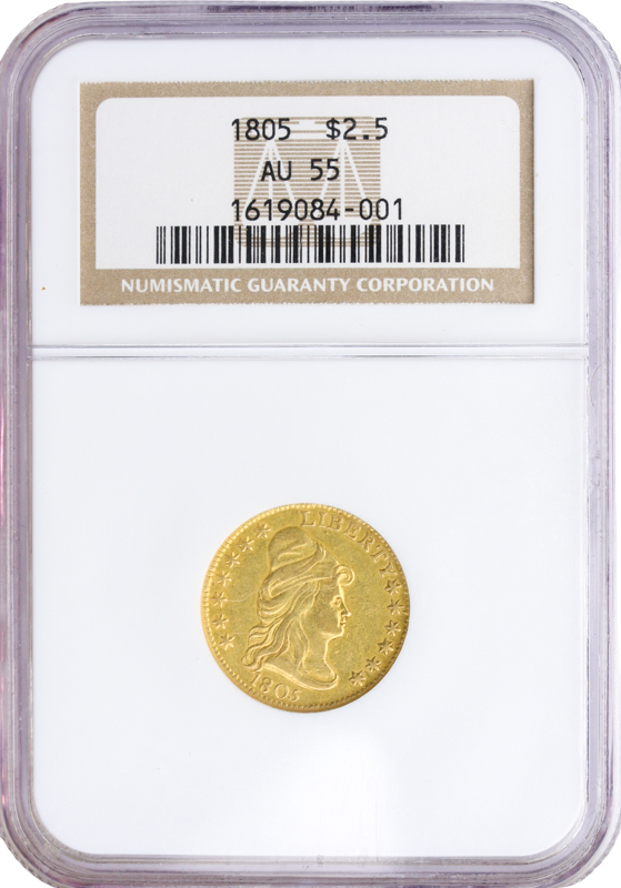 1805 $2.50 Draped Bust NGC AU55