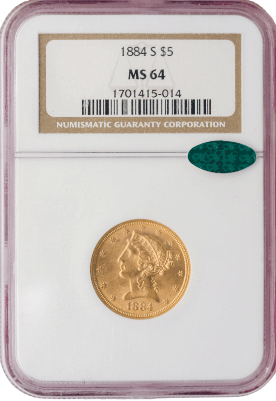 1884-S $5 Liberty NGC MS64