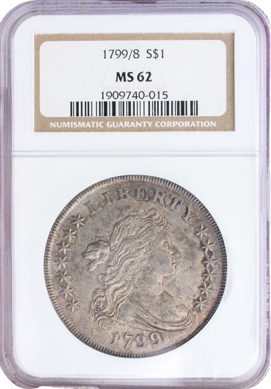 1799/8 Draped Bust $1 Large Eagle NGC MS62