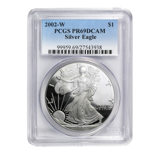 2002-W 1 oz Silver Eagle PCGS PR69DCAM