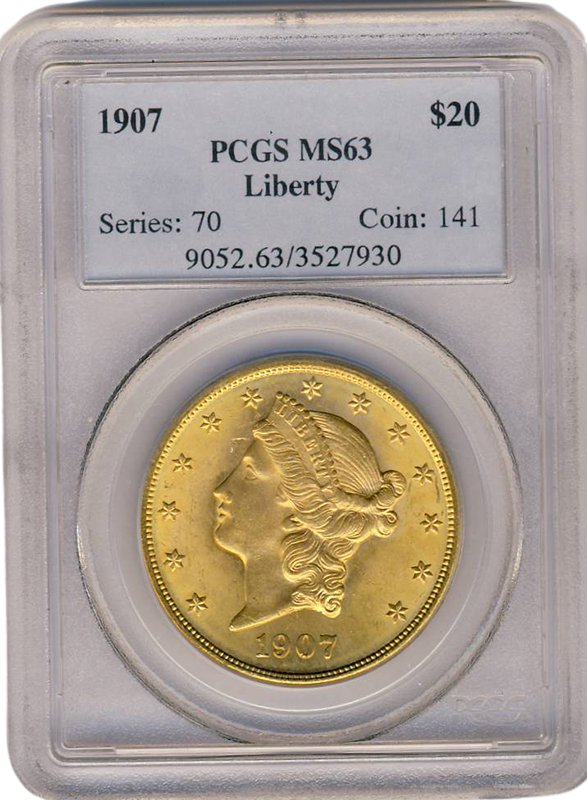 1907 $20 Liberty PCGS MS63