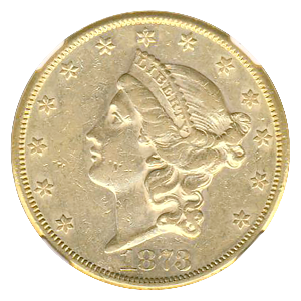 1873-CC $20 Liberty NGC AU53 CAC