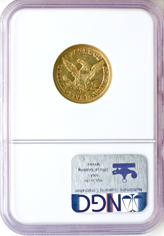 1857-D $5 Liberty NGC AU58