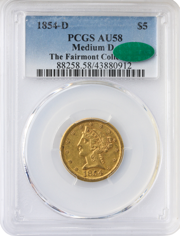 1854-D $5 Liberty PCGS AU58 CAC