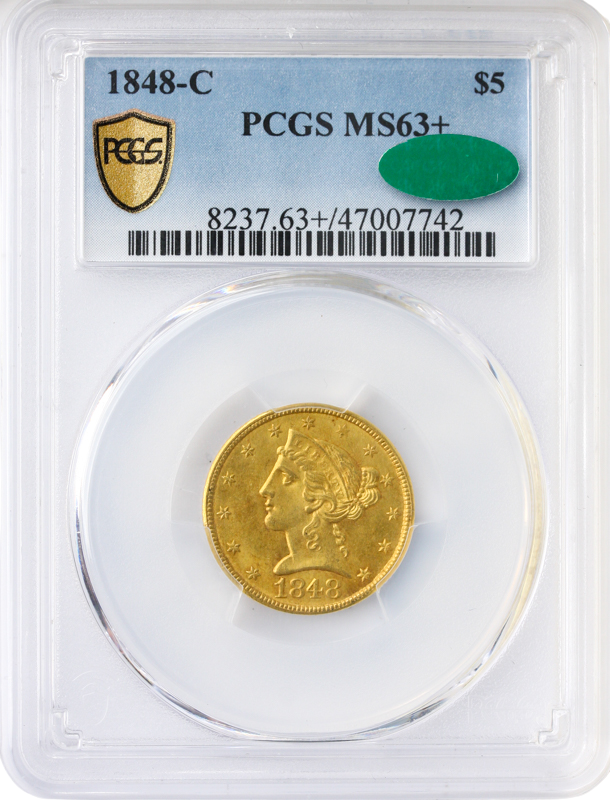 1848-C $5 Liberty PCGS MS63 CAC+