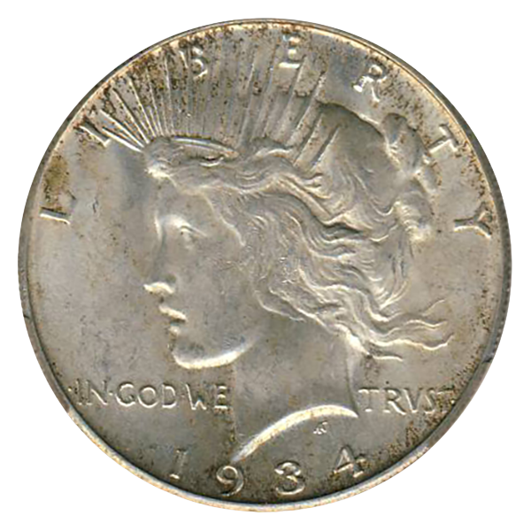 1934-S Peace $1 CACG MS63 +